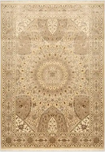 Ковёр Gombad 2592 — кремовый и коричневый, растительный рисунок