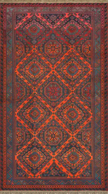 Ковёр Сумах 2597 — синий и красный, с медальоном