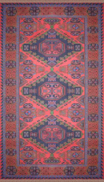 Ковёр Сумах 2598 — красный и синий, с медальоном
