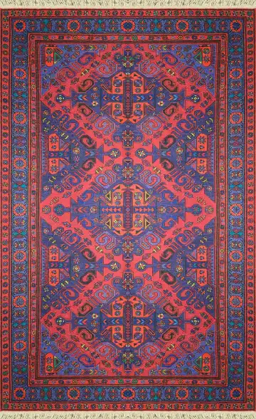 Ковёр Сумах 2603 — синий и красный, геометрический рисунок