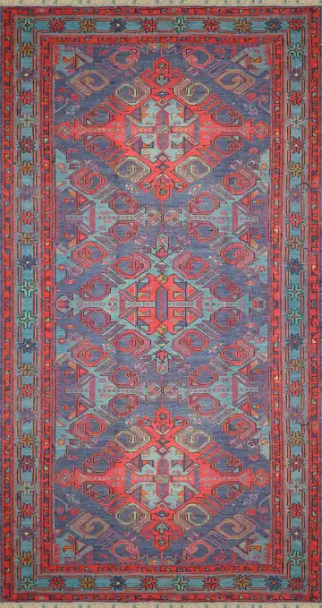 Ковёр Сумах 2609 — красный и синий, геометрический рисунок