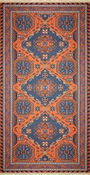Ковёр Сумах 2610 — оранжевый и синий, с медальоном