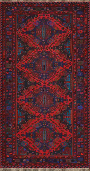 Ковёр Сумах 2615 — красный и синий, с медальоном