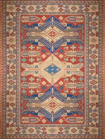 Ковёр Сумах 2626 — красный и синий, геометрический рисунок