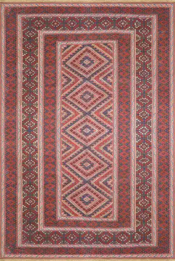 Ковёр Suzani 2632 — красный и чёрный, геометрический рисунок