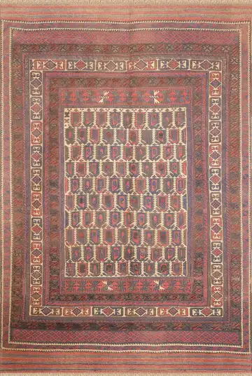 Ковёр Килим 2639 — красный и кремовый, геометрический рисунок
