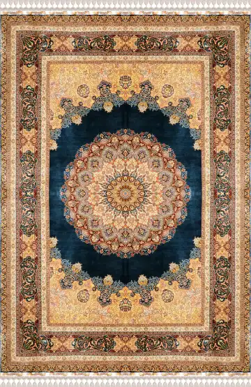 Ковёр Medallion 2658 — чёрный и золотистый, с медальоном