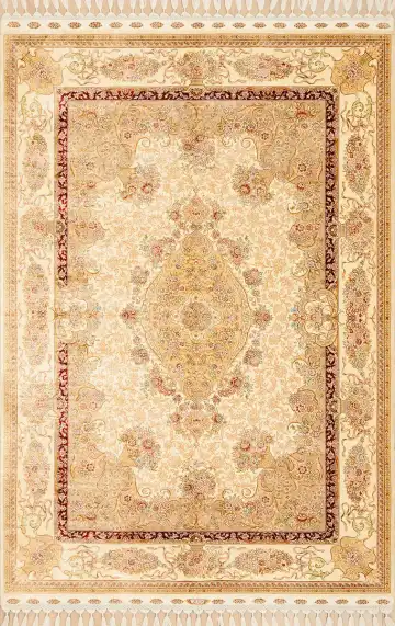 Ковёр Aubusson 2660 — кремовый и золотистый, с медальоном