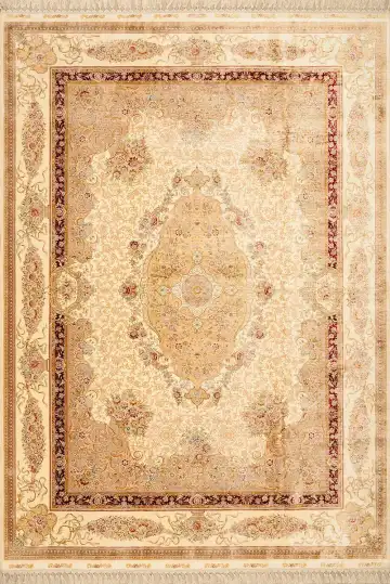 Ковёр Aubusson 2666 — кремовый и коричневый, с медальоном