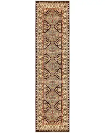 Ковёр Saltani 2674 — коричневый и голубой, с медальоном