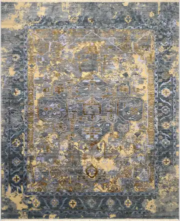 Ковёр Artefact 2686 — голубой и жёлтый, с медальоном