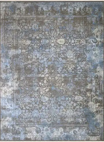 Ковёр Shabby Classic 2725 — голубой и кремовый, растительный рисунок