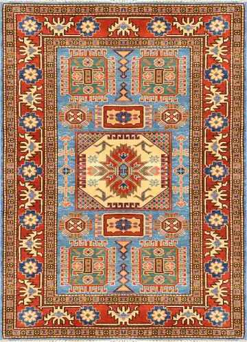 Ковёр Shirvan 2756 — голубой и красный, с медальоном