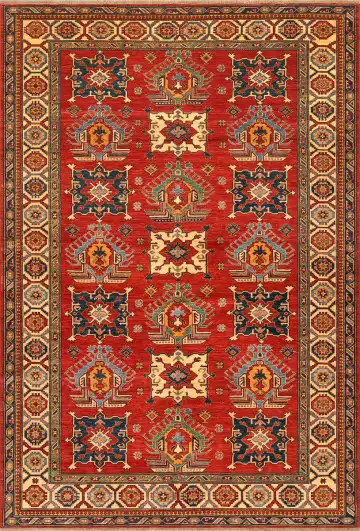 Ковёр Казах 2757 — красный и синий, восточный орнамент