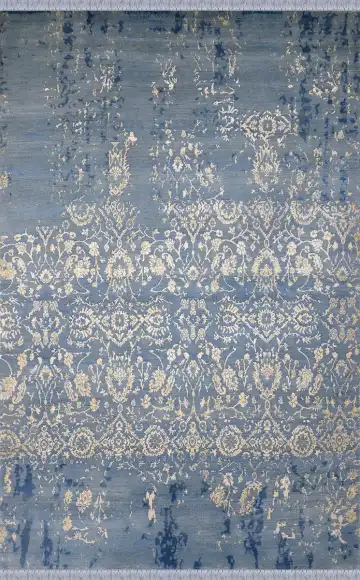 Ковёр Shabby Classic 2776 — синий и золотистый, растительный рисунок