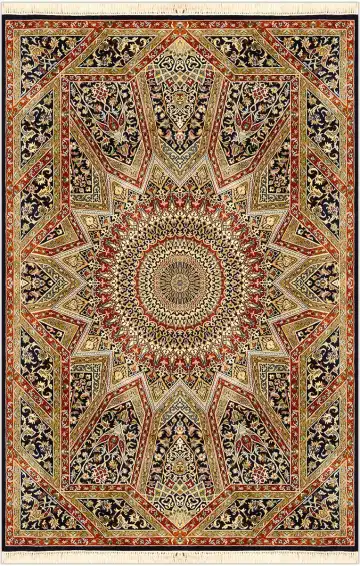 Ковёр Gombad 2794 — кремовый и красный, с медальоном