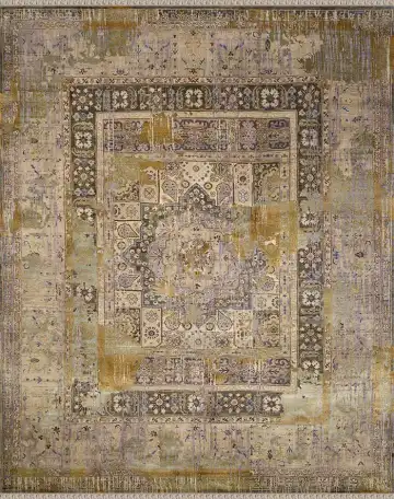 Ковёр Artefact 2810 — серый и золотистый, восточный орнамент