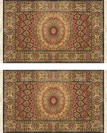 Ковёр Gombad 2826 — кремовый и красный, геометрический рисунок