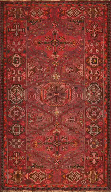 Ковёр Сумах 2842 — красный и золотистый, восточный орнамент
