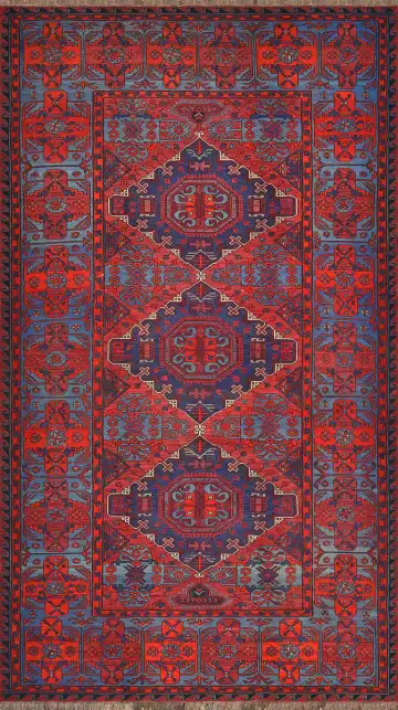 Ковёр Сумах 2846 — красный и синий, с медальоном