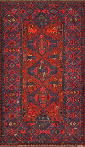 Ковёр Сумах 2847 — красный и синий, с медальоном