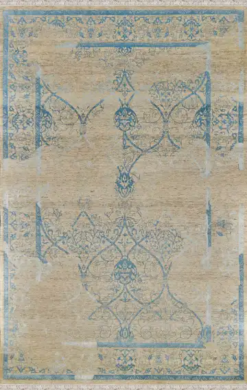 Ковёр Shabby Classic 2916 — бежевый и голубой, восточный орнамент