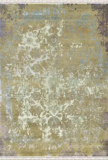Ковёр Shabby Classic 3008 — золотистый и белый, растительный рисунок