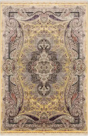 Ковёр Medallion 3038 — жёлтый и чёрный, с медальоном