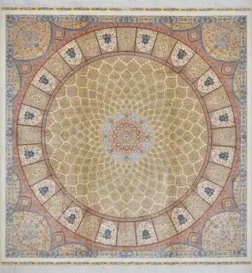 Ковёр Gombad 3039 — кремовый и красный, с медальоном