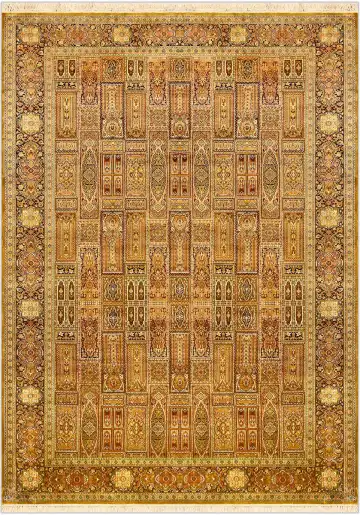 Ковёр Heshti 3054 — коричневый и золотистый, восточный орнамент