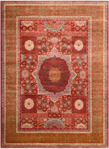 Ковёр Mamluk 3056 — красный и белый, с медальоном