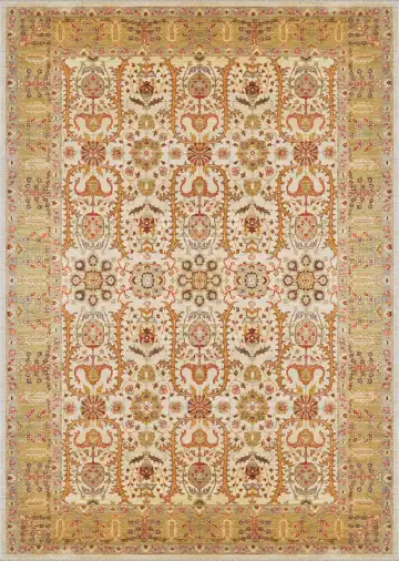 Ковёр Saltani 3062 — кремовый и оранжевый, растительный рисунок