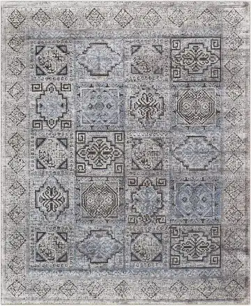 Индийский ковёр 3066 — серый и синий, пэчворк