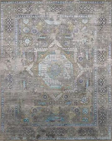 Ковёр Erased Mamluk 3070 — бежевый и голубой, винтажный рисунок
