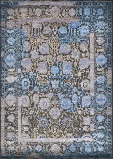 Ковёр Nishat 3099 — серый и голубой, с медальоном
