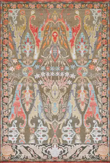 Ковёр Bidjar 3136 — серый и красный, с медальоном