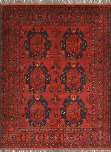 Ковёр Hanmamedi 3155 — красный и синий, восточный орнамент