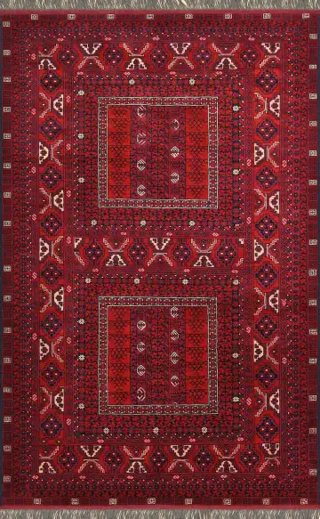 Афганский ковёр 3157 — красный и белый, с медальоном