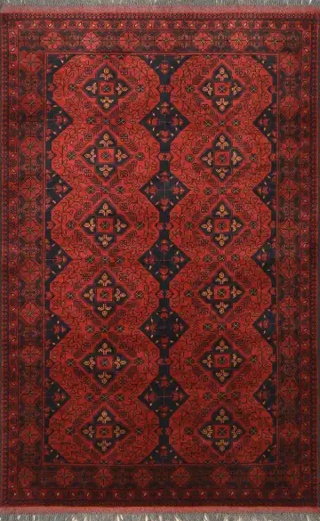 Ковёр Hanmamedi 3158 — красный и синий, с медальоном