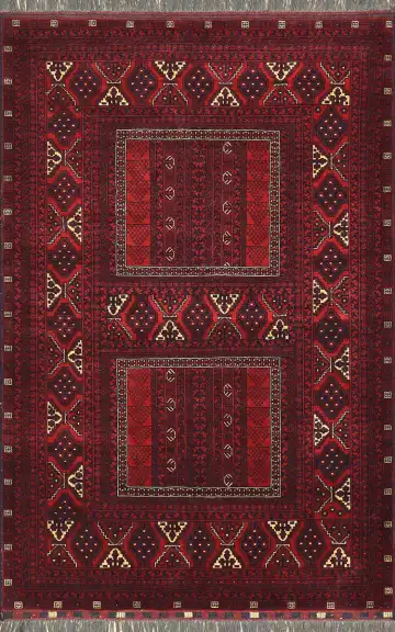Афганский ковёр 3160 — красный и золотистый, с медальоном
