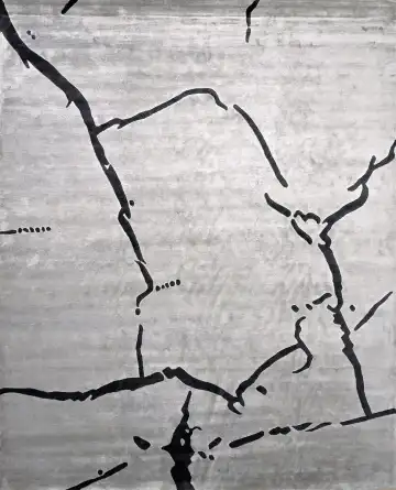 Непальский ковёр 3183 — серый и чёрный, абстрактный рисунок