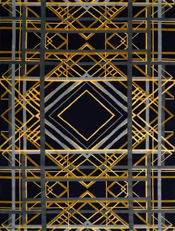 Ковёр Deco Night 3318 — золотистый и серый, геометрический рисунок