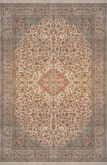 Ковёр Кашмир 3355 — кремовый и красный, с медальоном