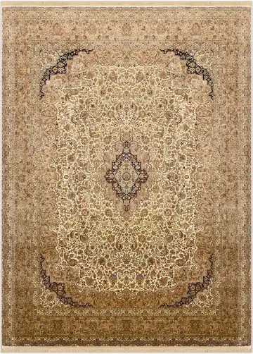 Ковёр Кашмир 3356 — кремовый и коричневый, с медальоном