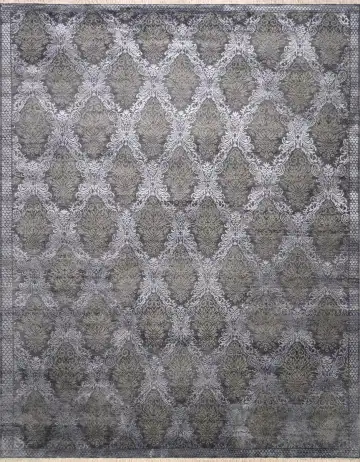 Ковёр Damask 3377 — серый и белый, геометрический рисунок