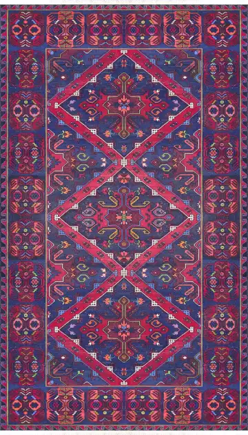 Ковёр Сумах 3379 — синий и красный, с медальоном