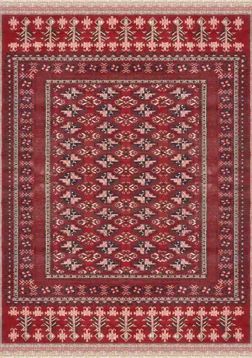 Ковёр Baluchi 3381 — красный и белый, геометрический рисунок