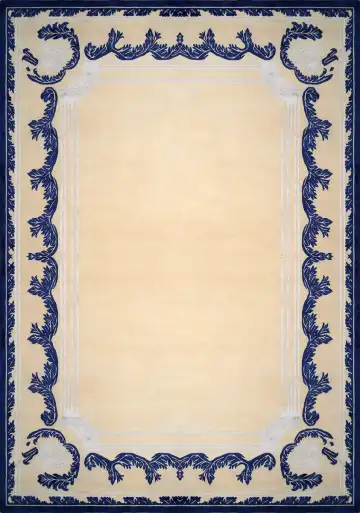 Ковёр Baroque Frame 3385 — кремовый и синий, однотонный