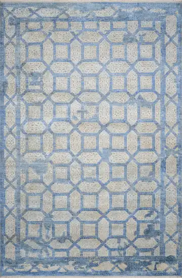 Ковёр Mosaic 3386 — голубой и бежевый, геометрический рисунок