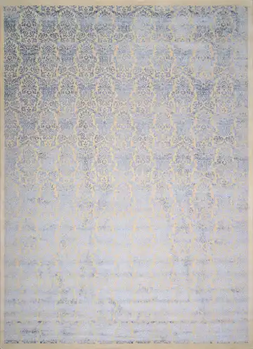 Ковёр Damask 3397 — голубой и кремовый, винтажный рисунок